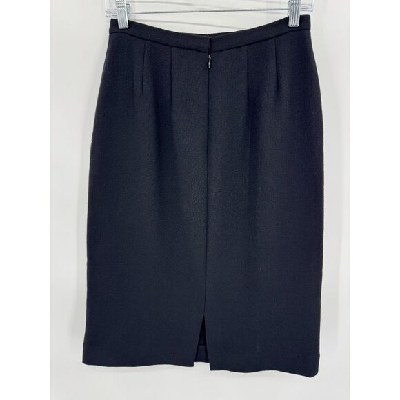NINA MCLEMORE Black 100% Wool Midi Pencil Skirt Size 2 - Picture 3 of 5